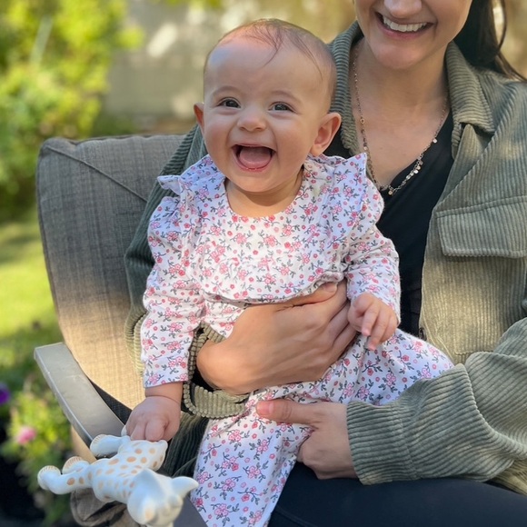 Janie and Jack Floral Footed One-Piece 3-6M - Picture 3 of 9